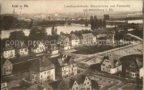 Kehl Rhein Landhauskolonie Rheinbruecke Panorama Kat. Kehl