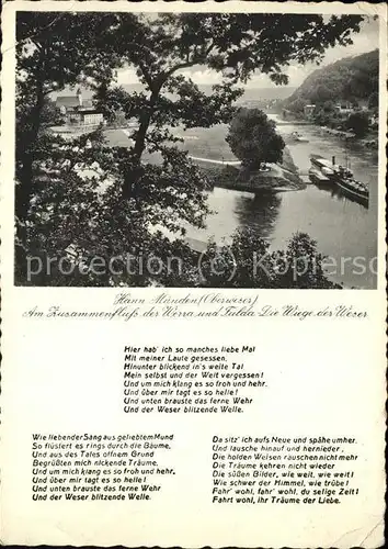 Hannoversch Muenden Zusammenfluss Werra Fulda Kat. Hann. Muenden