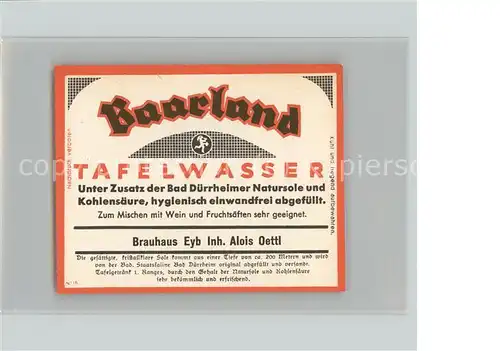 Eyb Mittelfranken Baarland Tafelwasser Kat. Ansbach