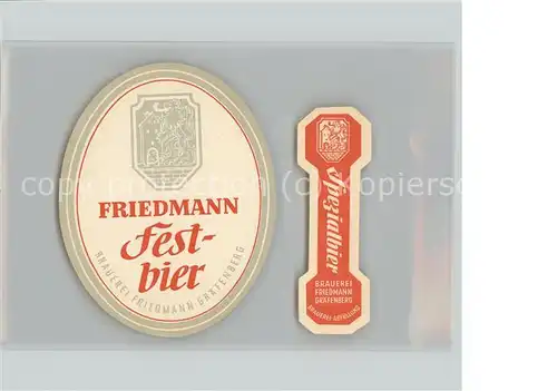 Graefenberg Oberfranken Brauerei Friedmann Festbier Kat. Graefenberg