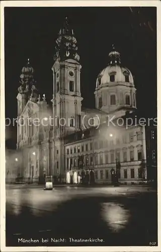 Muenchen Theatinerkirche bei Nacht Kat. Muenchen