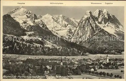 Garmisch Partenkirchen mit Zugspitzmassiv Kat. Garmisch Partenkirchen