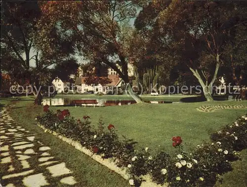 Burgsinn Park mit Durchblick auf den Ort Kat. Burgsinn