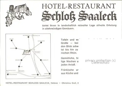 Hammelburg Hotel Restaurant Schloss Saaleck Kat. Hammelburg