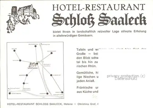 Hammelburg Hotel Restaurant Schloss Saaleck Kat. Hammelburg