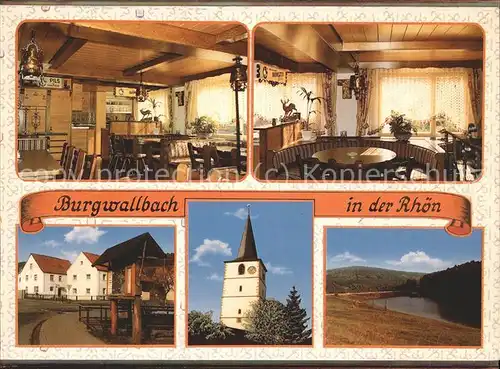 Burgwallbach Gasthaus zum Hirschen Gastraeume Kirchturm Kat. Schoenau a.d.Brend