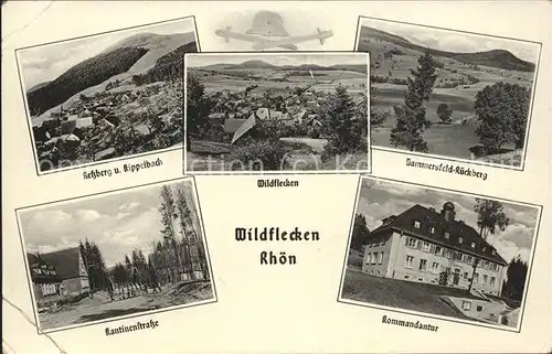 Wildflecken mit Ressberg und Kippelbach Dammersfeld Rueckberg Kantinenstrasse Kommandantur Kat. Wildflecken