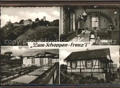 Goessenheim Weinschenke zum Schoppen Franzl mit Ruine Homburg Kat. Goessenheim