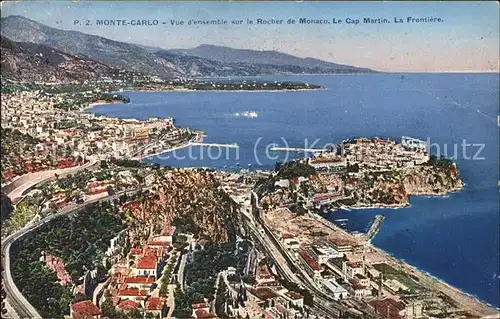 Monte Carlo Vue d ensemble sur le Rocher de Monaco Le Cap Martin La Frontiere Kat. Monte Carlo