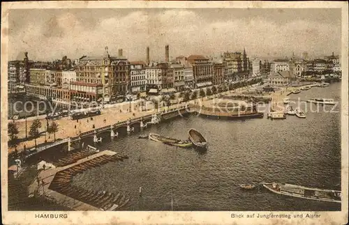 Hamburg Blick auf Jungfernstieg und Alster Kat. Hamburg