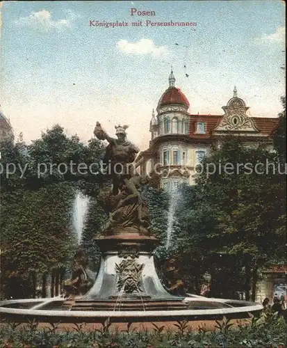 Posen Poznan Koenigsplatz mit Perseusbrunnen Feldpost / Poznan /