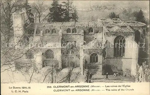 Clermont en Argonne Les ruines de l Eglise Kat. Clermont en Argonne
