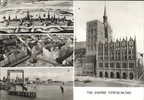 Stralsund Mecklenburg Vorpommern Gesamtansicht Leninplatz Ruegendammbruecke Rathaus Kat. Stralsund