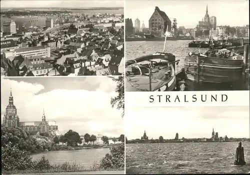 Stralsund Mecklenburg Vorpommern Teilansicht Marienkiche Hafen Kat. Stralsund