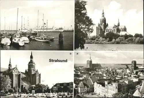 Stralsund Mecklenburg Vorpommern Ortsansicht Hafen und Marienkirche Kat. Stralsund