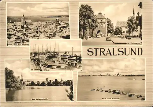 Stralsund Mecklenburg Vorpommern Altstadt Kniepertor und Teich Hafen Blick von Altefaehr Kat. Stralsund