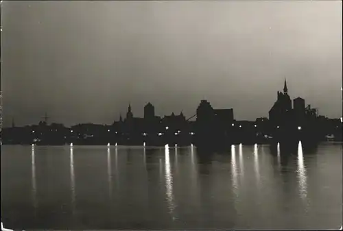 Stralsund Mecklenburg Vorpommern Hafen bei Nacht Kat. Stralsund