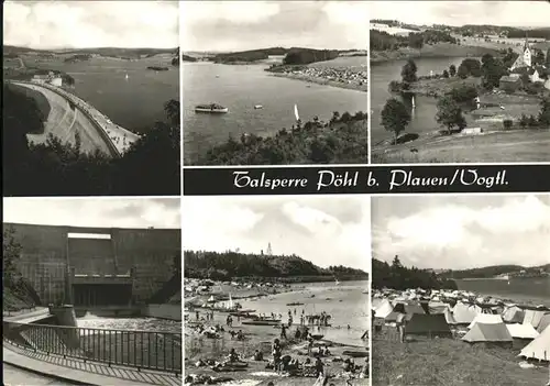 Plauen Vogtland Talsperre Poehl Panorama Zeltplatz Strandpartie Kat. Plauen