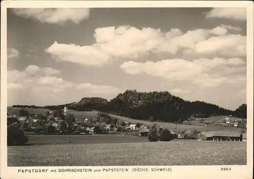 Papstdorf mit Guehrischstein und Papststein Kat. Gohrisch