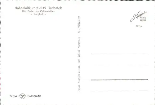 Lindenfels Odenwald Burghof Kat. Lindenfels