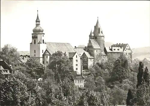 Schwarzenberg Erzgebirge Blick auf Schloss und Kirche Kat. Schwarzenberg