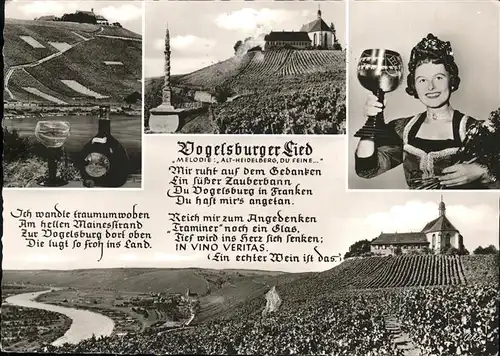 Vogelsburg Volkach Panorama Teilansichten Weinprinzessin Liedtext Kat. Volkach