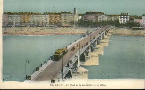 Lyon Pont Guillotiere Rhone Strassenbahn  *