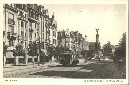 Reims Fontaine Sube Place Strassenbahn  *