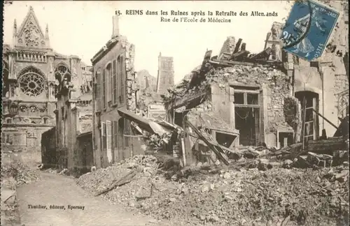 Reims Ruines Retraite Allemands Rue Ecole Medecine Zerstoerung x