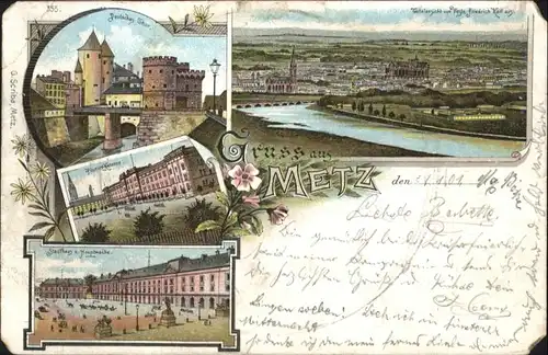 ww71339 Metz Moselle Lothringen Metz Deutsches Tor Pionier Kaserne Stadthaus Hauptwache Litho x Kategorie. Metz Alte Ansichtskarten