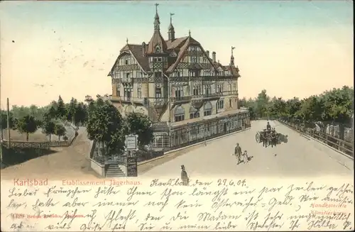 Karlsbad Boehmen Jaegerhaus Kutsche x