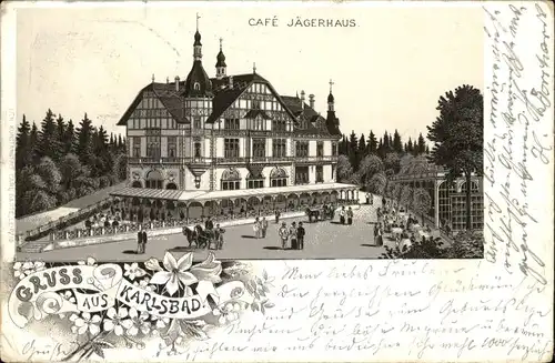Karlsbad Boehmen Cafe Jaegerhaus Kutsche x