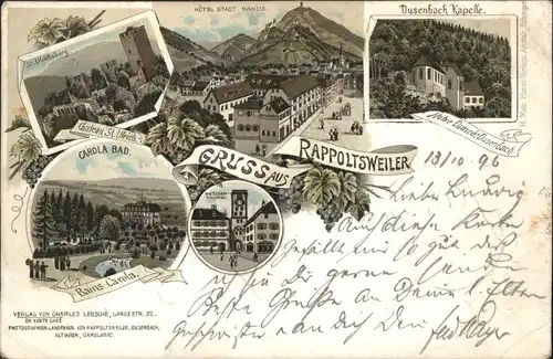 Rappoltsweiler St. Ulrichsburg Hotel Stadt Nanzig Dusenbach Kapelle Litho x