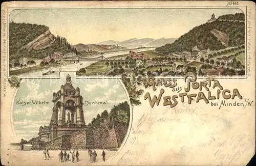 Porta Westfalica mit Kaiser Wilhelm Denkmal Kat. Porta Westfalica
