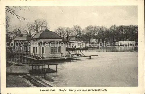 Darmstadt Grosser Woog mit den Badeanstalten Kat. Darmstadt