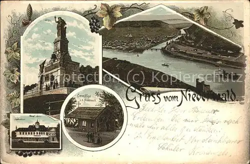 Ruedesheim Rhein Nationaldenkmal a.d.Niederwald mit Blick auf den Rhein Kat. Ruedesheim am Rhein