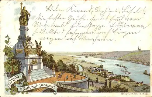 Ruedesheim Rhein National Denkmal a.d.Niederwald mit Blick auf Ruedesheim Kat. Ruedesheim am Rhein
