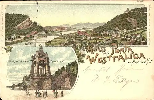 Porta Westfalica mit Kaiser Wilhelm Denkmal Kat. Porta Westfalica