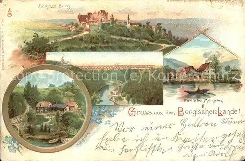 Muengsten Schloss Burg u.Eisenbahnbruecke Kat. Remscheid