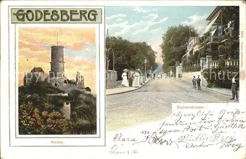 Bad Godesberg Kaiserstrasse u.Burgruine Kat. Bonn