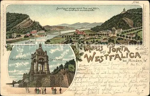 Porta Westfalica mit Kaiser Wilhelm Denkmal Kat. Porta Westfalica