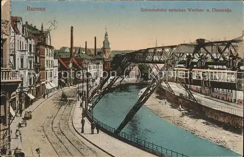 Barmen Wuppertal Schwebebahn zwischen Werther und Uferstrasse Kat. Wuppertal