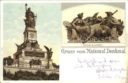 Ruedesheim Rhein Nationaldenkmal mit Figuren Rhein und Mosel Kat. Ruedesheim am Rhein