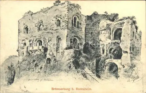 Ruedesheim Rhein Broemserburg Ruine Kat. Ruedesheim am Rhein