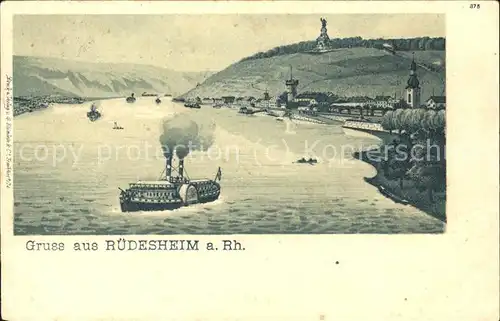 Ruedesheim Rheinpanorama Dampfschiff Nationaldenkmal Kat. Ruedesheim am Rhein