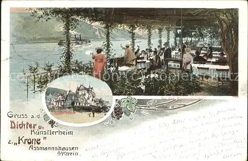 Assmannshausen Dichter und Kuenstlerheim zur Krone Kronenlaube / Ruedesheim am Rhein /