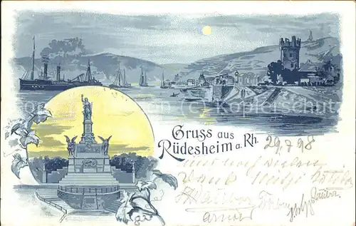 Ruedesheim Rhein Nationaldenkmal Rheinpanorama Kat. Ruedesheim am Rhein