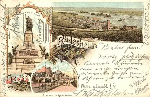 Ruedesheim Rhein Nationaldenkmal Rheinpanorama Dorfstrasse Kat. Ruedesheim am Rhein