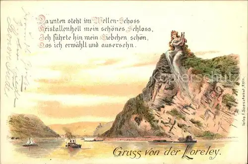 St Goarshausen Rheindampfer am Loreleyfelsen Schoene Jungfrau Kat. Sankt Goarshausen