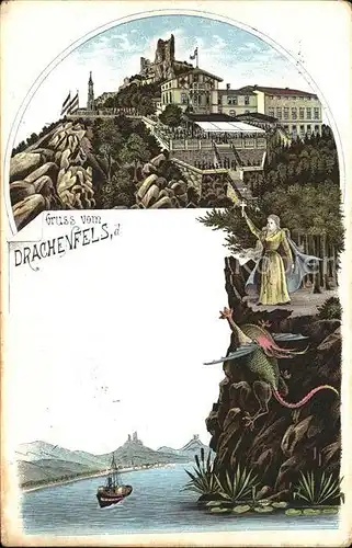 Koenigswinter Drachenfels Ruine und Hotel Rheinpartie Kat. Koenigswinter